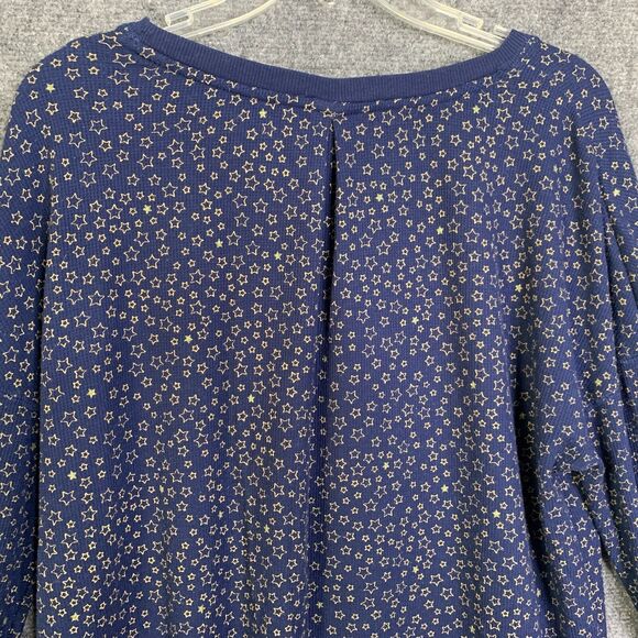 Gilligan & O’Malley Navy Blue Sparkle Star Top Women XXL Thermal Waffle Weave - Picture 9 of 13
